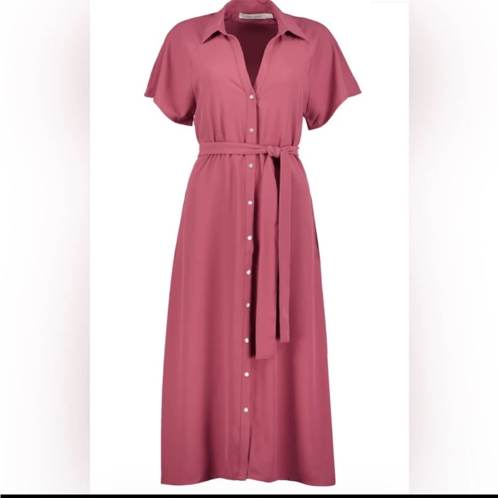 NWT Bishop + Young Aston Midi Shirt Dress‎ Size Small Pink Mauve